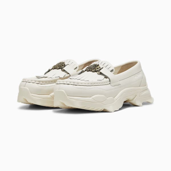 puma Womens x PALOMO Nitefox Leather Loafer, Frosted Ivory, extralarge